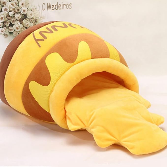 Tyenaza Cat Cave Bed, Warm Soft Removable Cushion Honey Pot Shape Cute Pet Bed House for Puppy