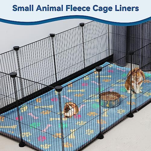 YUEPET 3 Pack Waterproof Guinea Pig Blankets, Fleece Cage Liners, L