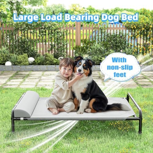 Simple Trending Elevated Dog Bed for Large Dogs, 44.5" x 31", Grey
