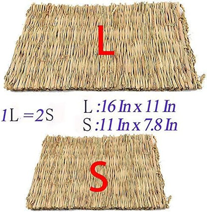 Hamiledyi Rabbit Grass Mat 4PCS Large Woven Bed Mat for Small Animal