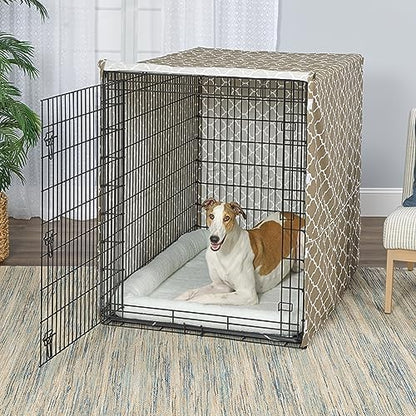 MidWest Homes for Pets Dog Crate Cover, Privacy Dog Crate Cover Fits Midwest Dog Crates, Crate Cover Only; Machine Wash & Dry; Brown Geo Print; 54 inch