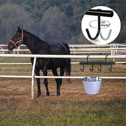 Tack Rack with Swivel Hooks,6 Hook Portable Bridle Hooks Tack Hangers for Horse Tack Holder Stall Barn and Fence(Black)