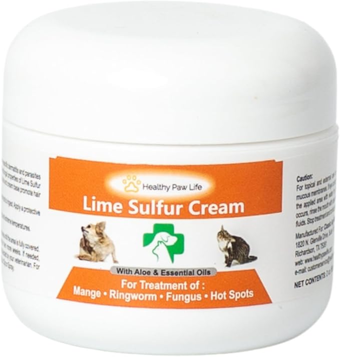 Healthy Paw Life's Lime Sulfur Pet Skin Cream (2 oz) - Pet Care and Veterinary Treatment for Itchy and Dry Skin - Safe Solution for Dog, Cat, Puppy, Kitten, Horse