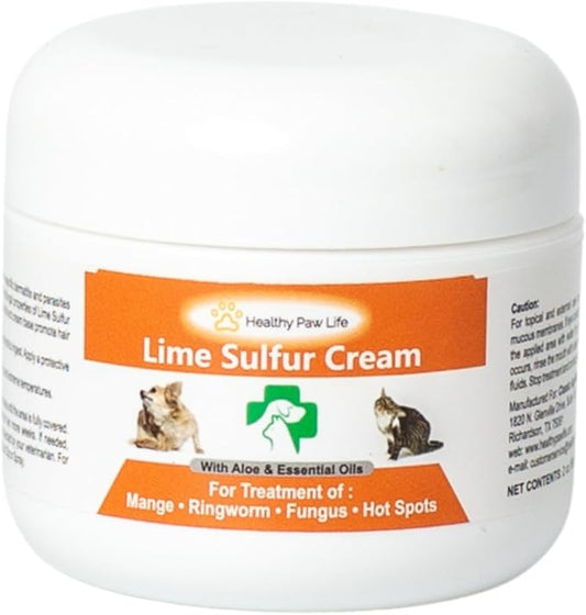 Healthy Paw Life's Lime Sulfur Pet Skin Cream (2 oz) - Pet Care and Veterinary Treatment for Itchy and Dry Skin - Safe Solution for Dog, Cat, Puppy, Kitten, Horse