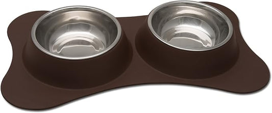 Loving Pets Bone Shaped Flex Diner for Dogs, Chocolate, Small