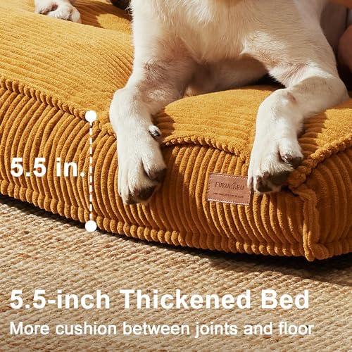 FUKUMARU 5.5-Inch Thick Dog Bed Mat, Cozy Flat Dog Kennel Bed for Crate