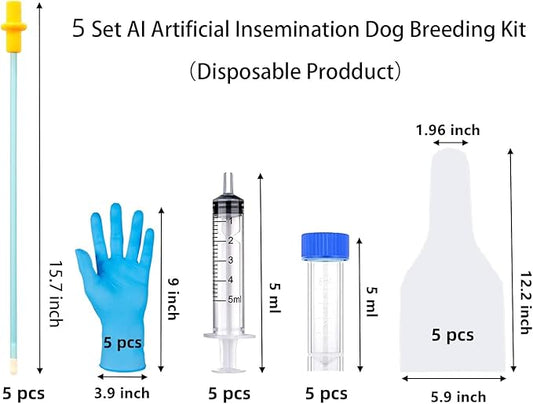 5 Set Dog AI Artificial Insemination Breeding Kit, Dog Breeding Kit, Insemination Breeder kit for Dog, Dog Breeding Supplies for Large Breeds (15.7 inch)