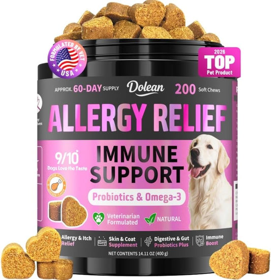 Dog Allergy Chews is Human Grade Itch Relief Multivitamin & Immune Yeast