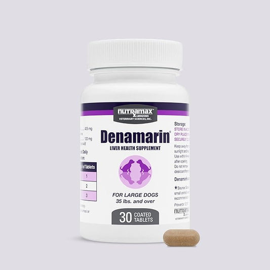 Nutramax Denamarin for Large Dogs, Liver Health Supplement with S-adenosylmethionine (SAMe) plus Silybin, Liver Support for Dogs, Coated Tablets, 30 Count