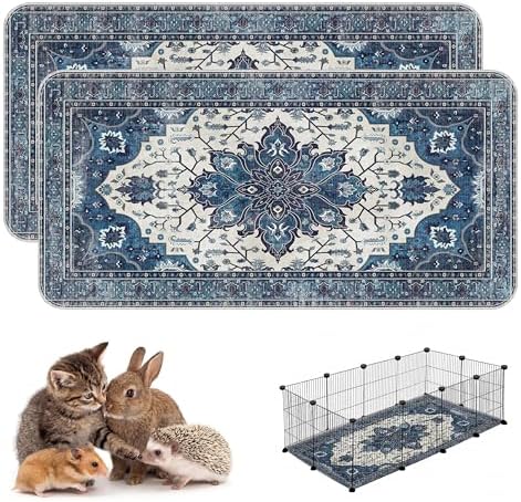 Washable Guinea Pig Pee Pads,Absorbent Reusable Guinea Pig Cage Liners,Waterproof,Leak-Proof & Non-Slip Potty Pads for Small Animals Rabbit Hamster Rat.(Dark Navy Floral,24"x48")