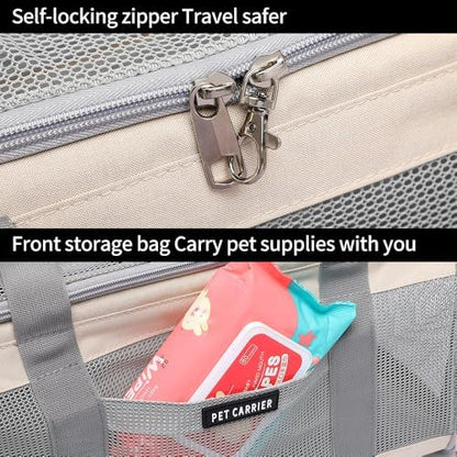 Airline Approved Pet Carrier for Cats and Small Dogs, Breathable and Collapsible Design, Portable Travel Bag for Bearded Dragon, Puppies Animal Hangbag, Rabbit Cage Cage (Khaki, Small)