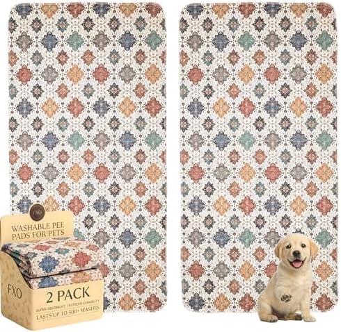 Washable Pee Pads for Dogs,Great Urine Absorbent Reusable Puppy Training Pads,Waterproof,Leak-Proof & Non-Slip Potty Pads for Whelping,Crate,Playpen,Bed.(Colorful Day,36"x72")