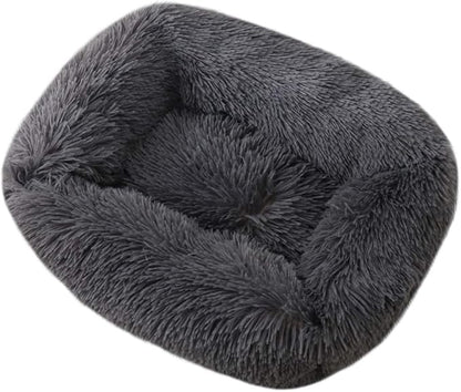 La La Pet® Donut Dog Cat Bed Cozy Cave Pet Bed Burrow Dog Bed Calming Cuddler Self-Warming Pet Bed Soft Plush Pet Cushion Improved Sleep for Cats Small Medium Dogs Dark Gray XS