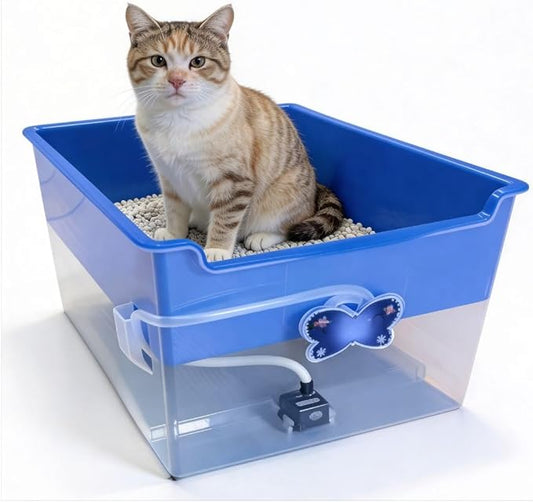 Clean Stream Cat Litter Box – No Litter System, Rinse & Drain Design, Mess-Free, Reusable Natural Gravel, No Tracking, Easy Clean