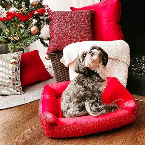 Sparkles Home Pet Bed, Sparkling Rhinestones, Soft, Comfortable Velvet, for Lounging Dogs, Cats, Pets, Gold, Small, Sold Individually