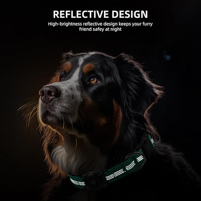 Upgraded AirTag Dog Collar, IP68 Waterproof Air Tag Dog Collar Holder, Reflective, Ultra-Durable, Comfortable Padded, Heavy Duty Dog Collars for Small Medium Large Dogs (L (14.8"-20.3"), Teal)