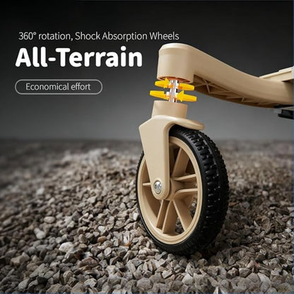All-Terrain Pet Stroller for Small Medium Dogs & Cats, 20 lbs Capacity - Portable Carrier with One-Touch Brake, Lightweight Foldable Design & Shock Absorption Wheels,Beige