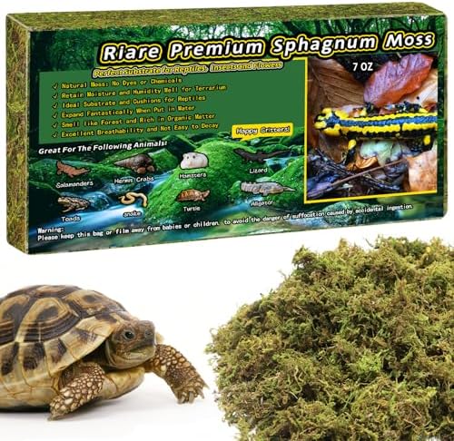 Riare 7 OZ Natural Sphagnum Moss for Reptiles, Terrarium Substrate Bedding