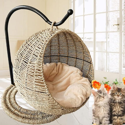 Pet Litter Cat Villa Layer Round Vine Nest Hanging Basket Dog Kennel Supplies
