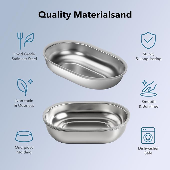 Stainless Steel Bowl for Automatic Microchip Cat Pet Feeder,2 Bowls & 1 Mat Set