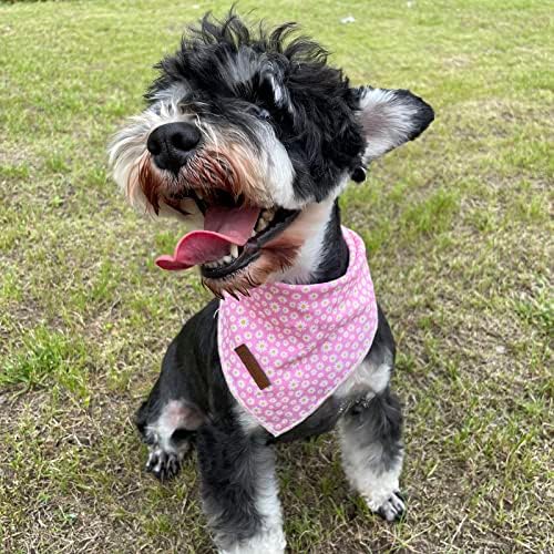Summer Dog Bandana, Hawaii Bandana for Medium Large Dog, Cute Pink Puppy Bandana, Cotton Adorable Pet Triangle Bid Scarf Kerchief for Girl Boy Dogs