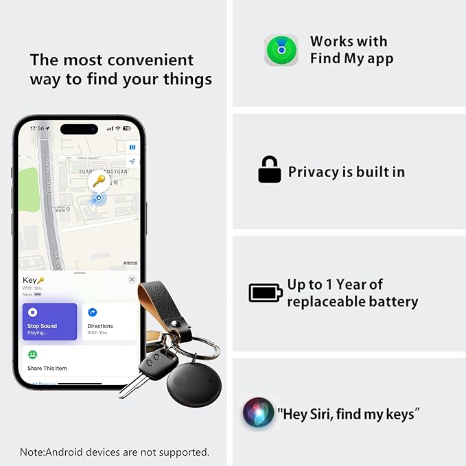 Air Tracker Tags 2-Pack, Waterproof IP67 | 90dB Loud, Bluetooth Tracker Works with Apple Find My (iOS only), Tracker Tag Locator for Keys,Luggage,Backpack etc