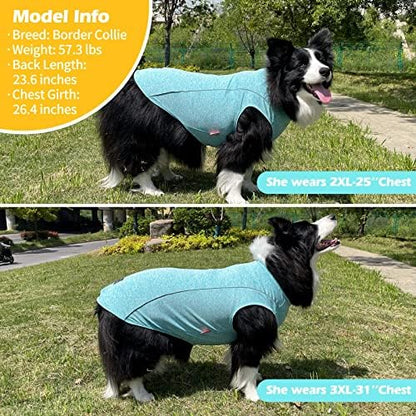 KYEESE Reflective Dog Shirt, Lightweight Sun Protection Dog T Shirts for Large Dogs Boy, Breathable Sleeveless Pet Tank Top Summer Dogs Clothes for Night Walking Outdoor, Lake Blue, 3XL