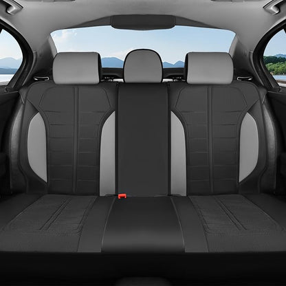 Coverado 3D Air Mesh Rear Car Seat Cover, Sports Carbon Fiber Design, Breathable Seat Protectors Airbag Compatible Comfort Universal for Most Cars, Van,Trucks, SUV, Black&Grey