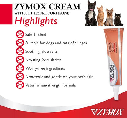 Pet King Brands ZYMOX Veterinarian Strength Topical Cream for Dogs and Cats, 1oz