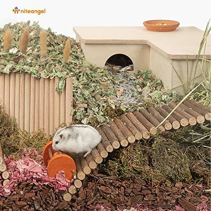 Niteangel Wooden Ladder Bridge, Hamster Mouse Rat Rodents Toy, Small Animal Chew Toy (11.8" x 5.9")