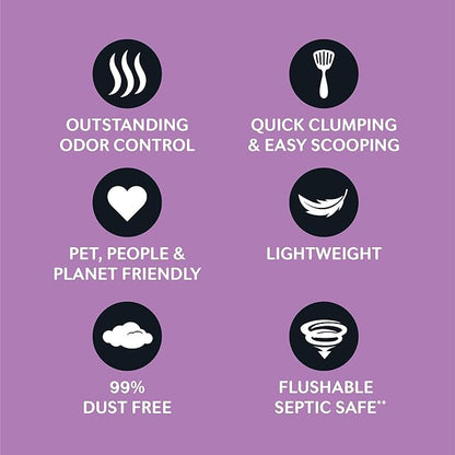WORLD'S BEST CAT LITTER Multiple Cat Lavender Scented 8-Pounds - Natural Ingredients, Quick Clumping, Flushable, 99% Dust Free & Made in USA - Calming Fragrance & Long-Lasting Odor Control