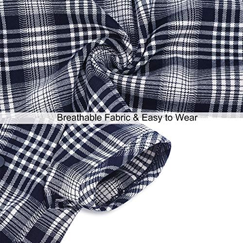 Dog Plaid Shirt for Medium & Large Dogs Gird Tee Snap Clothes Blue#2-3XL