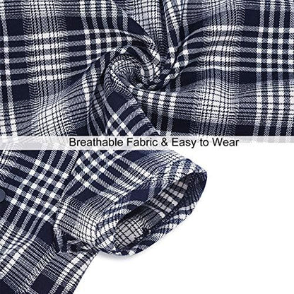 Dog Plaid Shirt for Medium & Large Dogs Gird Tee Snap Clothes Blue#2-3XL