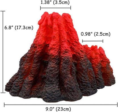 S-Lifeeling Tank Decoration Volcano Ornament Lava Explosion Look Aquarium Decorations with Multi-Color LED Spotlight for Fish Tank (L)