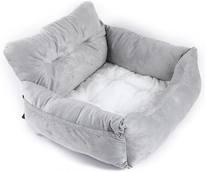 Dog Bed, Removable and Washable car Litter pet cat and Dog car Sofa Litter Suitable for Travelling. (Grey (Non-Removable))