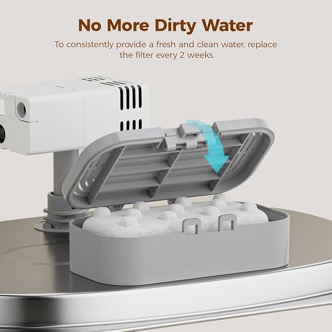 Cat Water Fountain 8 Pack Replacement Filters/Sponges (4+4) -Compatible with Apauk-APFSS-3201 Stainless Steel Cat Water Fountain