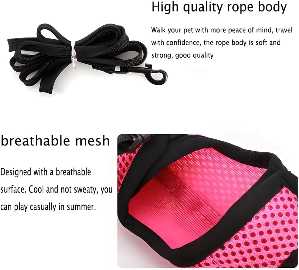 Bunny Harness and Leash Escape Proof Soft Mesh Rabbit Leash and Harness Set