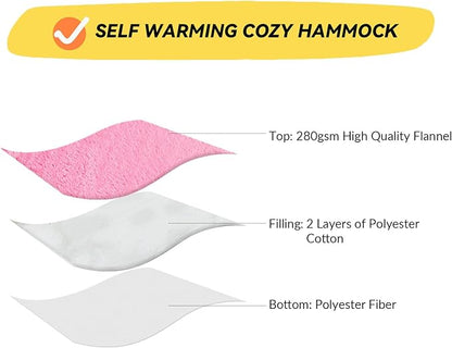 Patas Lague Cat and Dog Hammock Bed for Small Dogs, Brethable Wooden Cat Pet Rabbit Elevated Outdoor Bed Cots Furniture for All Seasons Fleece Hot Pink