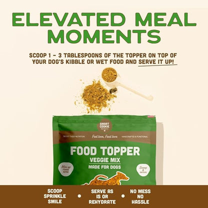 Smart Cookie Natural Dog Food Topper - Veggie - Dog Meal Mixer for All Ages - Vegan Food Topper for Picky Eaters and Boosting Nutrition - Non GMO, Made in The USA - 15 oz Bag (30 Day Supply)
