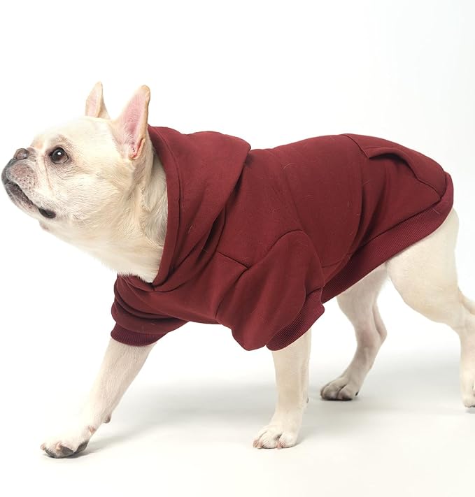 KOOLTAIL Dog Hoodie for Small Medium Dogs Cats,Soft&Warm Pet Sweater with Leash Hole and Pocket Boy Girl,Puppy Fall Winter Jacket Clothes,French Pitbull Cold Weather Coat Sweatshirt,Deep Red XS