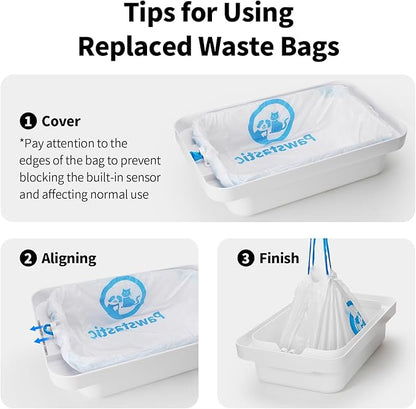Pawstastic Replaced Waste Bags-2 Rolls, Cat Litter Waste Receptacles Bags for Paw101 Self-Cleaning Cat Litter Box