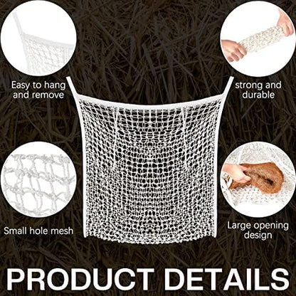 Fabbay 2 Pcs Slow Feed Hay Net for Horses, 24 x 35 Inch Hay Bag, White