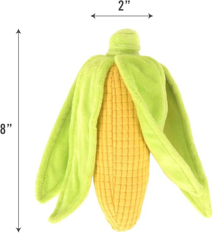 P.L.A.Y. Cute Plush Dog Toys - Vegetable Themed Durable Squeaker Crinkle Plush Chew Toy, Great for Puppies & Small, Medium, Large Dogs - Machine Washable, Recycled Materials (Farm Fresh Corn)