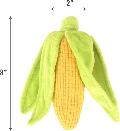 P.L.A.Y. Cute Plush Dog Toys - Vegetable Themed Durable Squeaker Crinkle Plush Chew Toy, Great for Puppies & Small, Medium, Large Dogs - Machine Washable, Recycled Materials (Farm Fresh Corn)