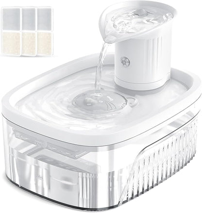 Cat Water Fountain, 85oz/2.5L Large Capacity Cordless Cat Water Fountain | Smart Motion Sensor & Timer Flow,3 Filter Cartridges, Wireless Pet Water Fountains for Cats Indoor (White)