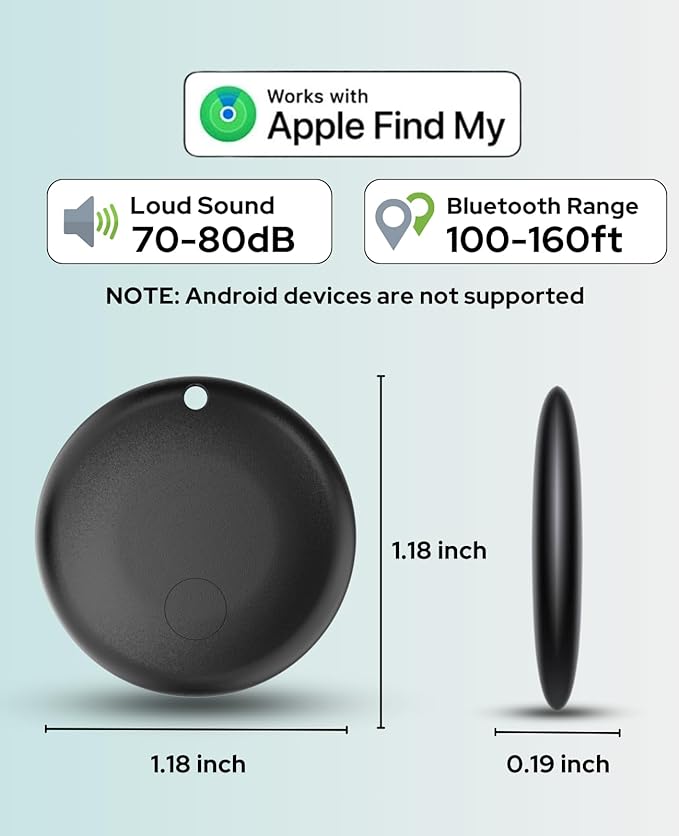 Mini Tags Smart Tracker Work with Apple Find My (iOS Only) 4-Pack, IP67 Waterproof, Keys Finder and Item Locator for Keys, Bags,Luggage and More (Not for Android)
