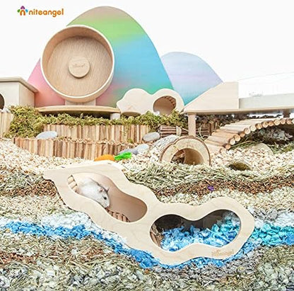 Niteangel Hamster House w/Climbing Ladder for Hamsters Gerbils Mice or Similar-Sized Pets (Secret Peep Tunnel Hamster Hut)