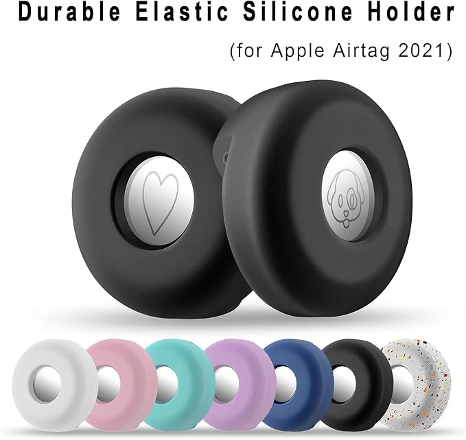 for Airtag Holder for Dog Collar, Cibaabo Silicone Air Tag Case Cover Compatible with Apple Airtags for 0.8-1.2inch Cat Pet Collar Harness Loop | for 0.8-1.2inch Pet Collar | doesn't dangle | Compact | Easy Installation | Compatible with Apple Airtags