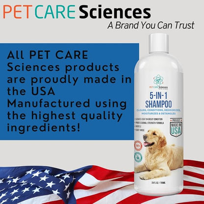8 floz 5 in 1 Dog Shampoo for Itchy Skin - Sensitive Skin Dog Shampoo for Smelly Dogs - Dog Shampoos & Conditioners - Made in The USA