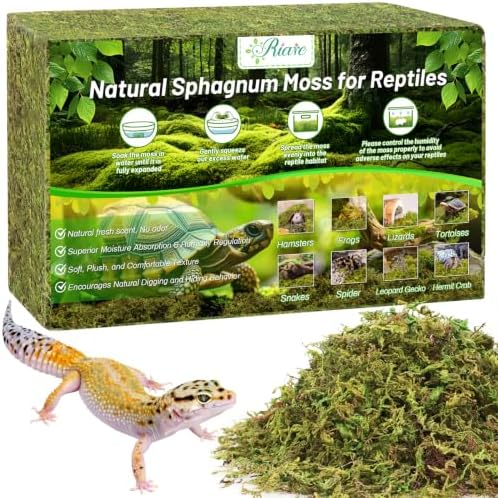 Riare 1.3LB Sphagnum Moss for Reptiles- 50QT Natural Reptile Moss Bedding